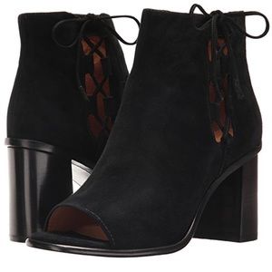 65% OFF! Frye Suede Open-Toe Lace-Up Black Booties